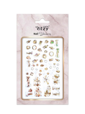  Nail art sticker 659 white/gold