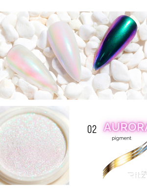 AURORA (unicorn) nail art powder 02 PURPLE/EMERALD