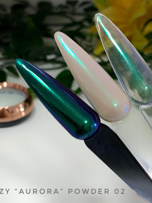 AURORA (unicorn) nail art powder 02 PURPLE/EMERALD