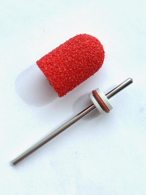Pedicure bit with a removable composite cap RED Coarse C13R
